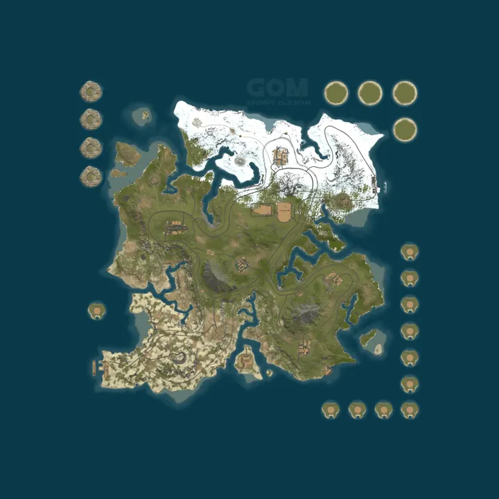 Map of GOM 3x PVE Grumpy Old Man |Kits|Skins|BackPack|RaidableBase