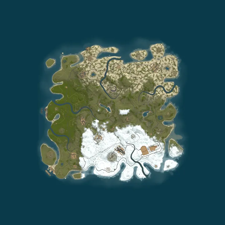Map of Rust Explora / PVE + PVP zones / Raidable Bases / Convoy / Sput