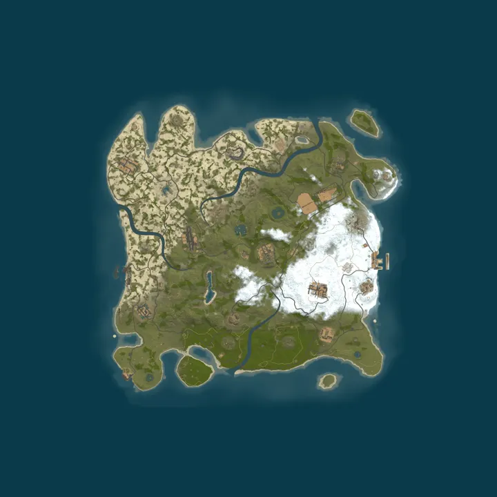 Map of alcatRUST | PvE | HighLoot | x5 | Bots | Kits | And More